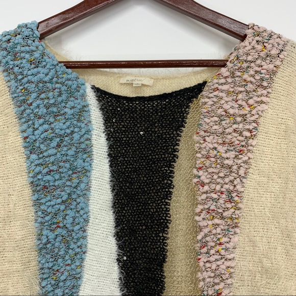 Mystree Unique Print Metallic Mesh Popcorn Soft Eyelash Sweater Size Small - Picture 3 of 15